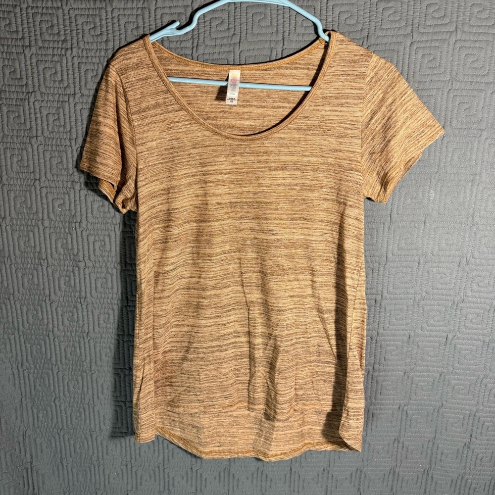 Lularoe Blouse Womens Size Xs Brown Striped Polyester Blend
